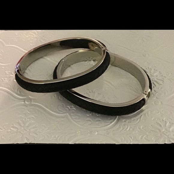 Vintage Joan Rivers Braided Leather‎ Hinged Cuffs - Picture 1 of 5